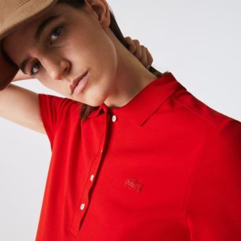 Lacoste Stretch Bavlněné Piqué Polo Shirt Červené | bsNERAZh