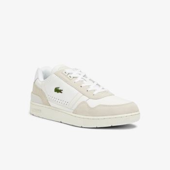 Lacoste T-Clip Læder and Semišové Sneakers Bílé Šedé | T24N3h8I