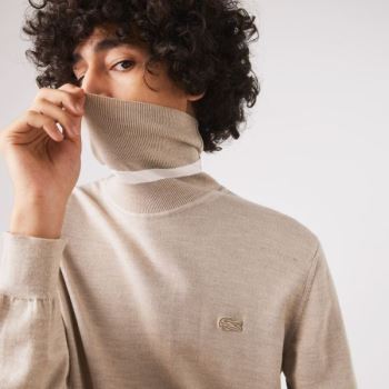 Lacoste Turtleneck Merino Wool Svetrové Béžový | QJwvxK1t