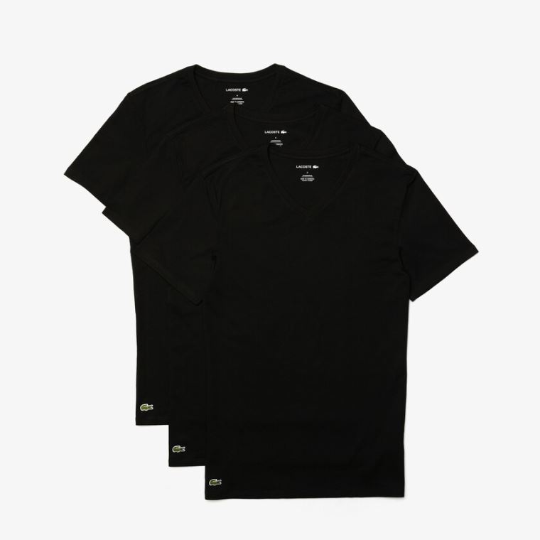 Lacoste 3 Pack of Plain T-Shirts Černé | oq4TZiVY