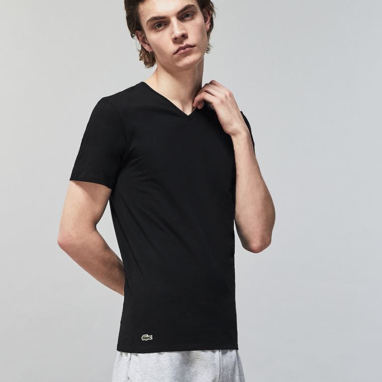 Lacoste 3 Pack of Plain T-Shirts Černé | oq4TZiVY