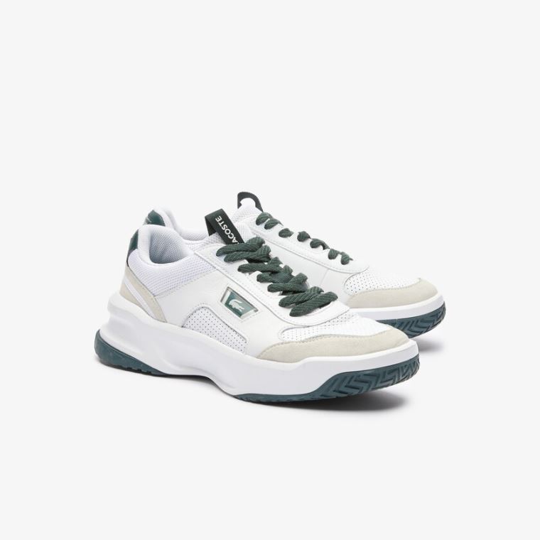 Lacoste Ace Lift Colourblock Læder Reflective Sneakers Bílé Tmavě Zelene | NqQ4970a