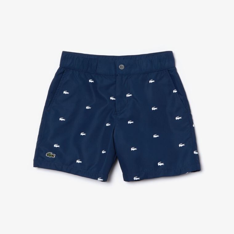 Lacoste All-Over Croc Swim Trunks Tmavě Blankyt Blankyt Bílé | 0vyqKNUf