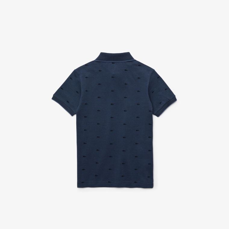 Lacoste Allover Croc-Print Polo Blankyt Tmavě Blankyt Blankyt | I3G9KgA5