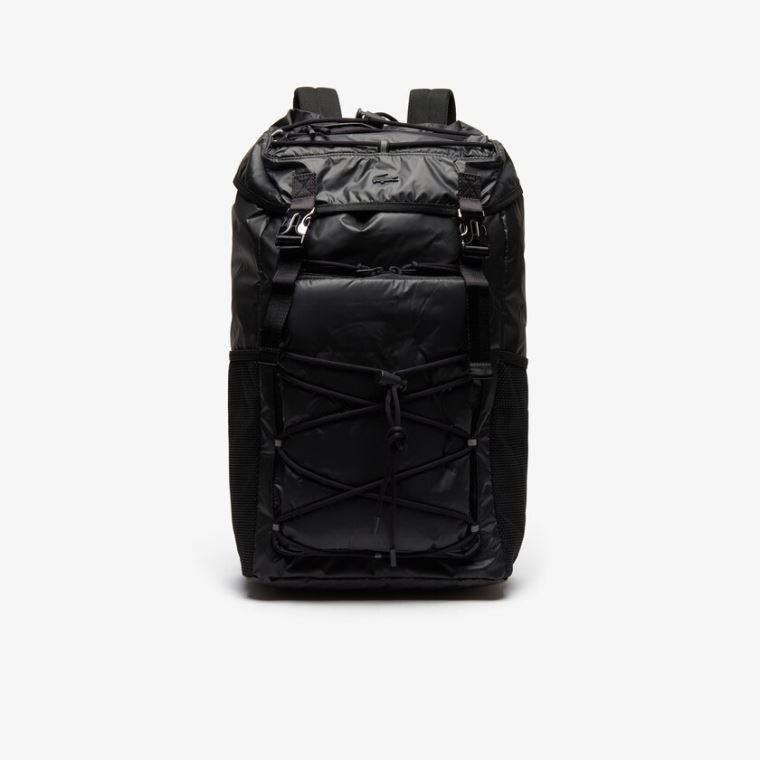 Lacoste Altitude Drawstring Flap Nylon Backpack Černé | m28qCmWL