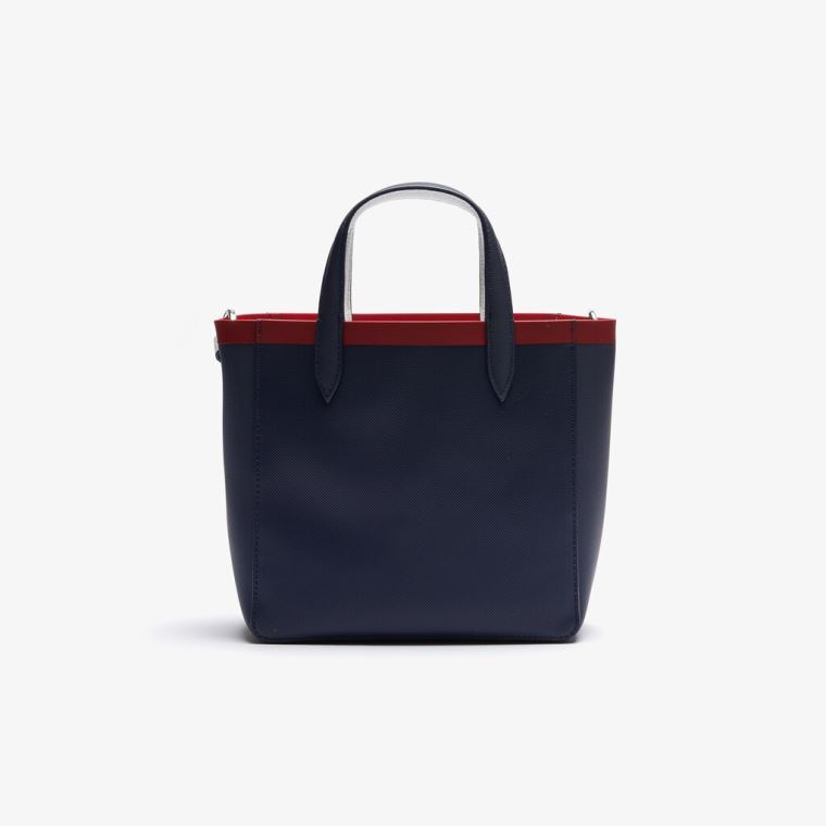 Lacoste Anna Contrast L Coated Platene Tote Bag Tmavě Blankyt Bílé Červené | bljRt7MV