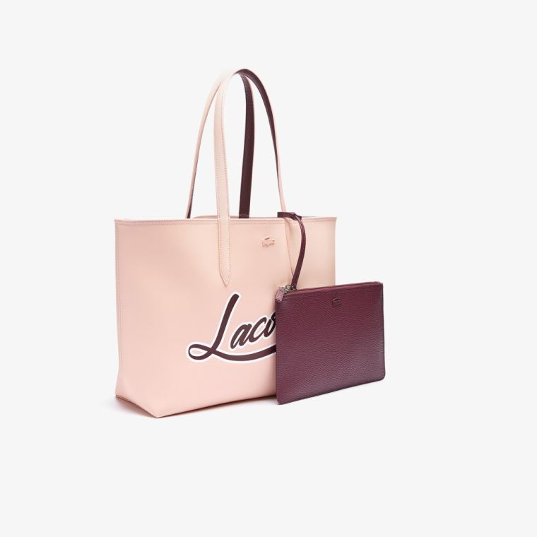 Lacoste Anna Removable Pouch Signature Reversible Tote Vínové | mshlIIQN