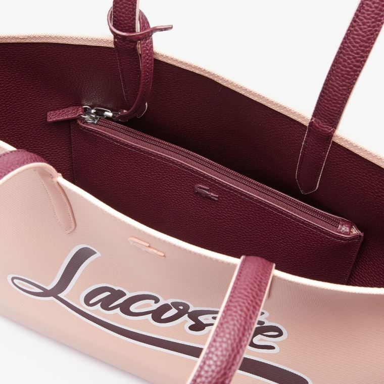 Lacoste Anna Removable Pouch Signature Reversible Tote Vínové | mshlIIQN