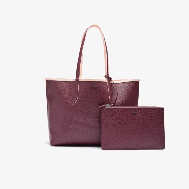 Lacoste Anna Removable Pouch Signature Reversible Tote Vínové | mshlIIQN