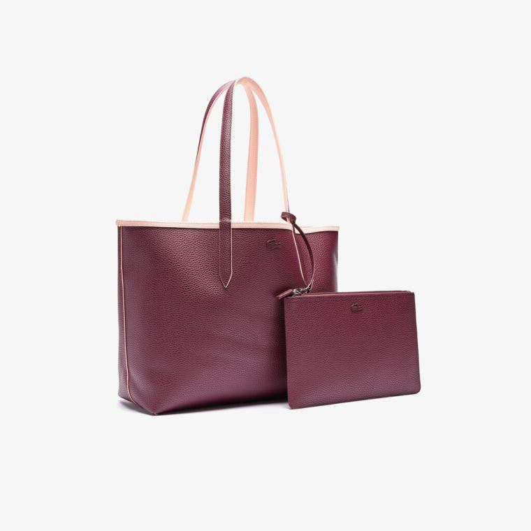 Lacoste Anna Removable Pouch Signature Reversible Tote Vínové | mshlIIQN