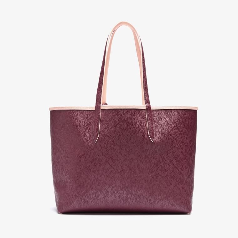 Lacoste Anna Removable Pouch Signature Reversible Tote Vínové | mshlIIQN