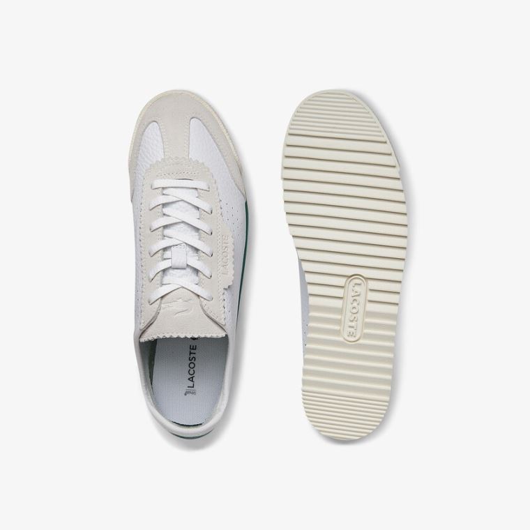 Lacoste Ascenta Læder and Semišové Sneakers Bílé | YZSD1jot