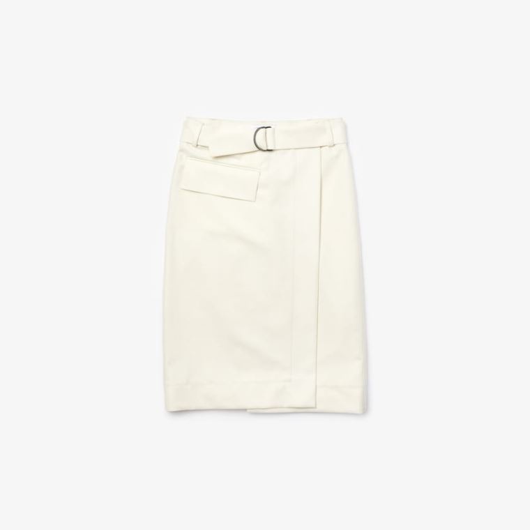 Lacoste Bavlněné And Wool Wrap Skirt Bílé | fBGKJyCv