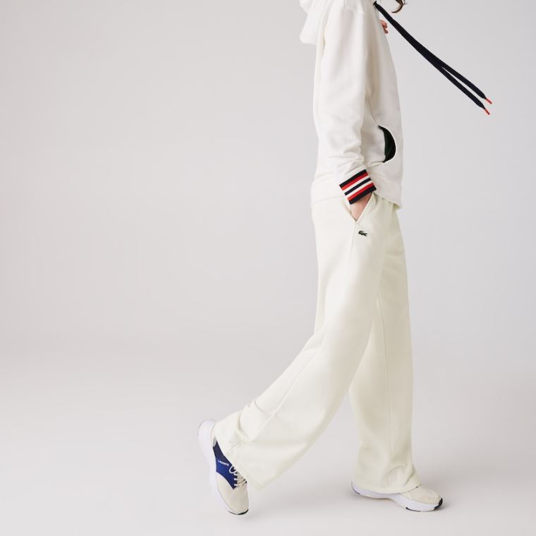 Lacoste Bavlněné Fleece Trackpants Bílé | bIXqJsao