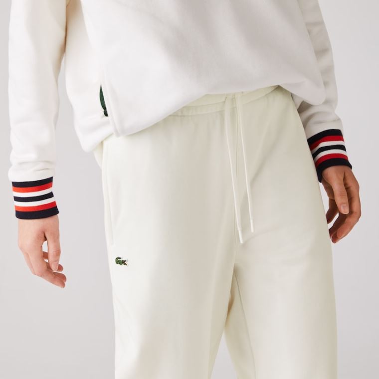 Lacoste Bavlněné Fleece Trackpants Bílé | bIXqJsao