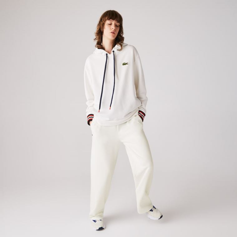 Lacoste Bavlněné Fleece Trackpants Bílé | bIXqJsao