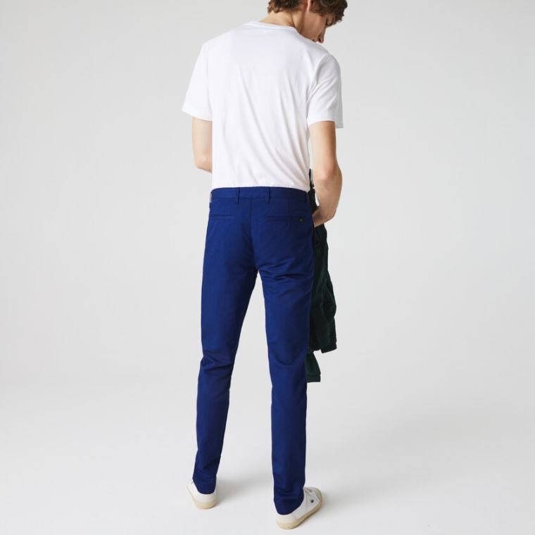 Lacoste Bavlněné-Linen Chinos Tmavě Blankyt Blankyt | jiXqCcMn