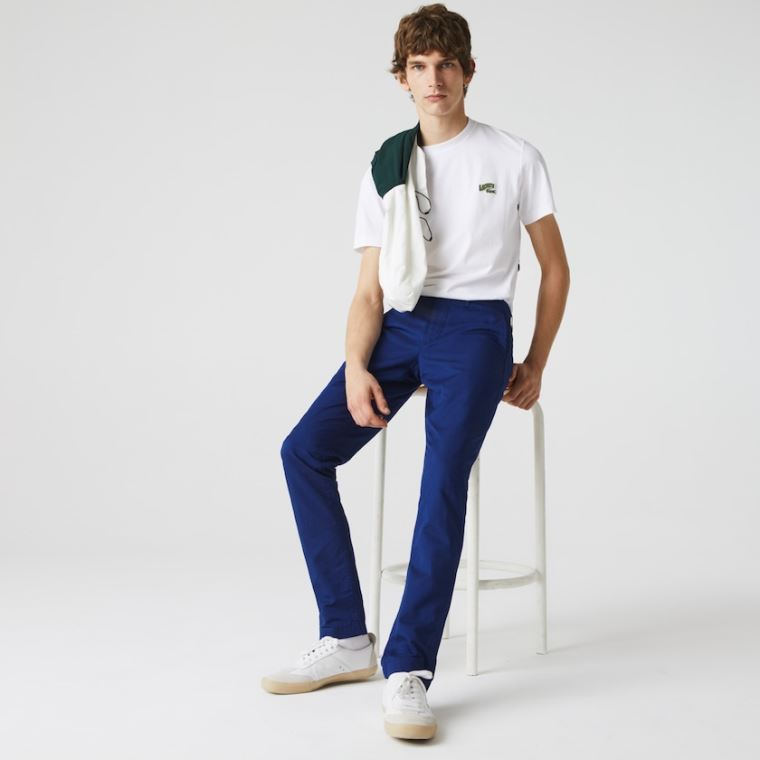 Lacoste Bavlněné-Linen Chinos Tmavě Blankyt Blankyt | jiXqCcMn