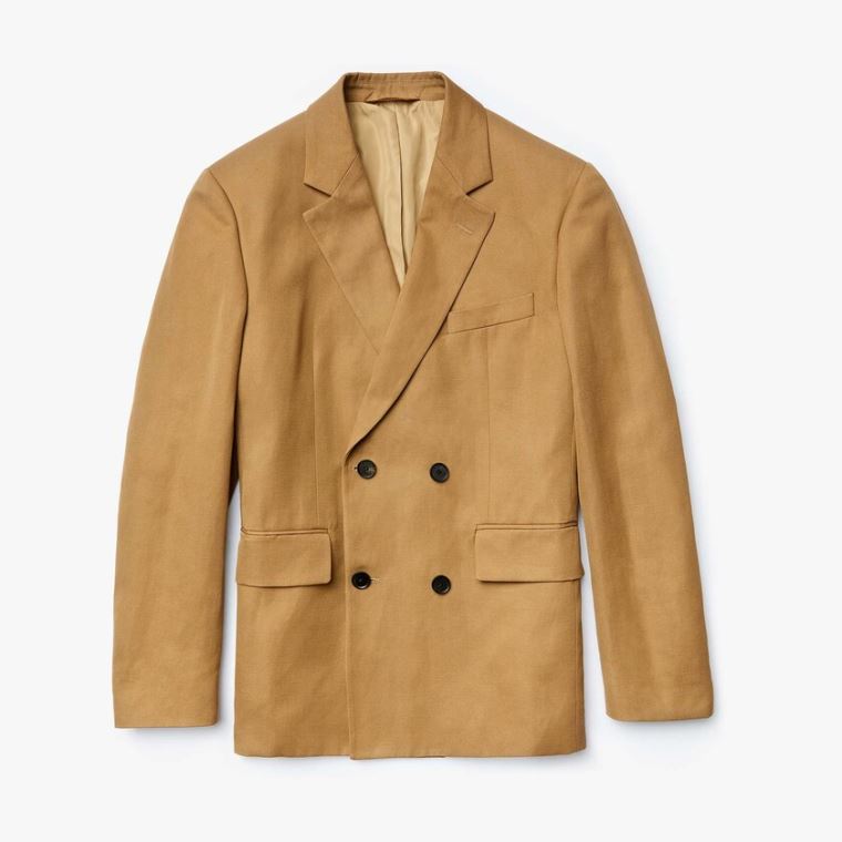 Lacoste Bavlněné-Linen Double-Breasted Jacket Hnědé | 0vbzOtX1