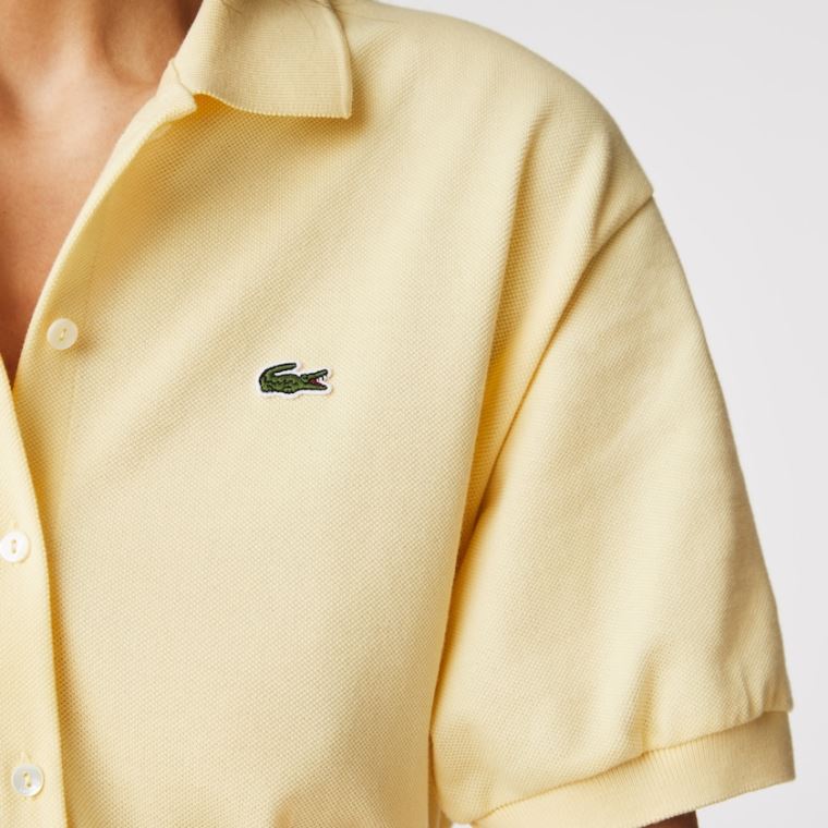 Lacoste Bavlněné Piqué Belted Polo Šaty Žluté | e18p2VxI