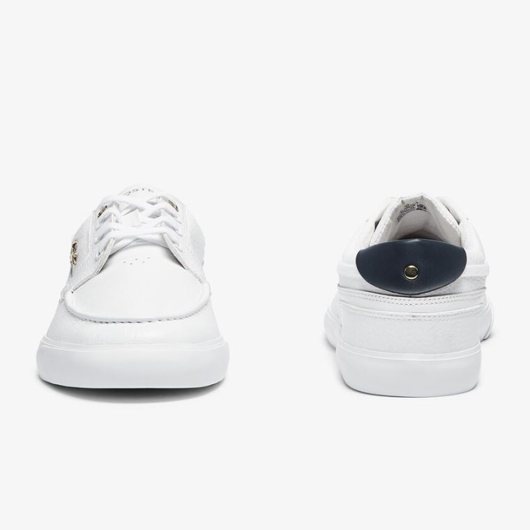 Lacoste Bayliss Deck Læder Sneakers Bílé | vLQWkiE2