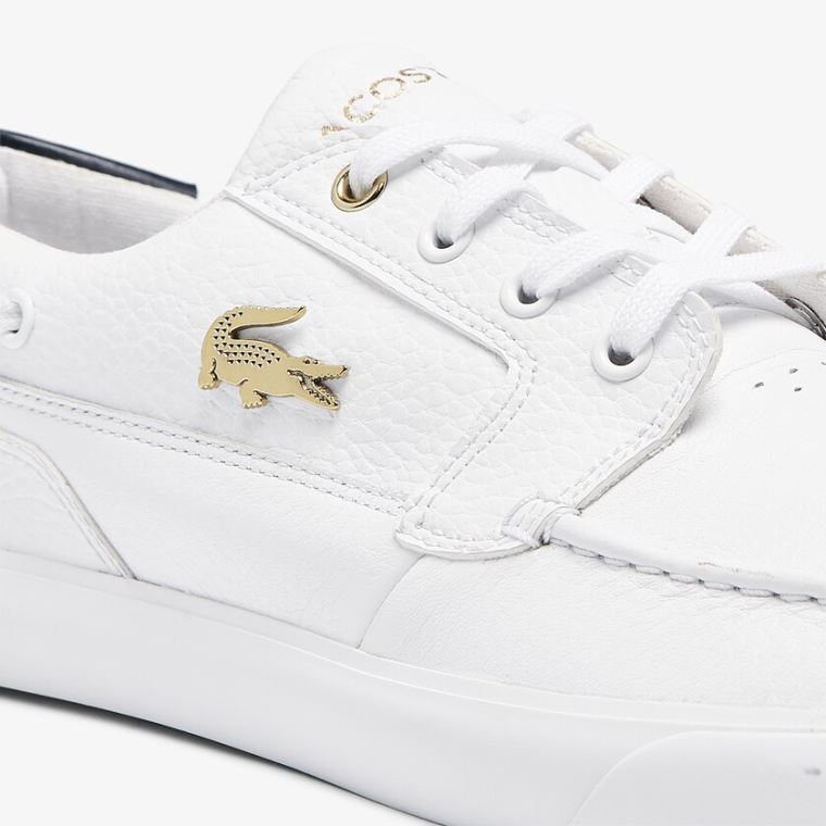 Lacoste Bayliss Deck Læder Sneakers Bílé | vLQWkiE2