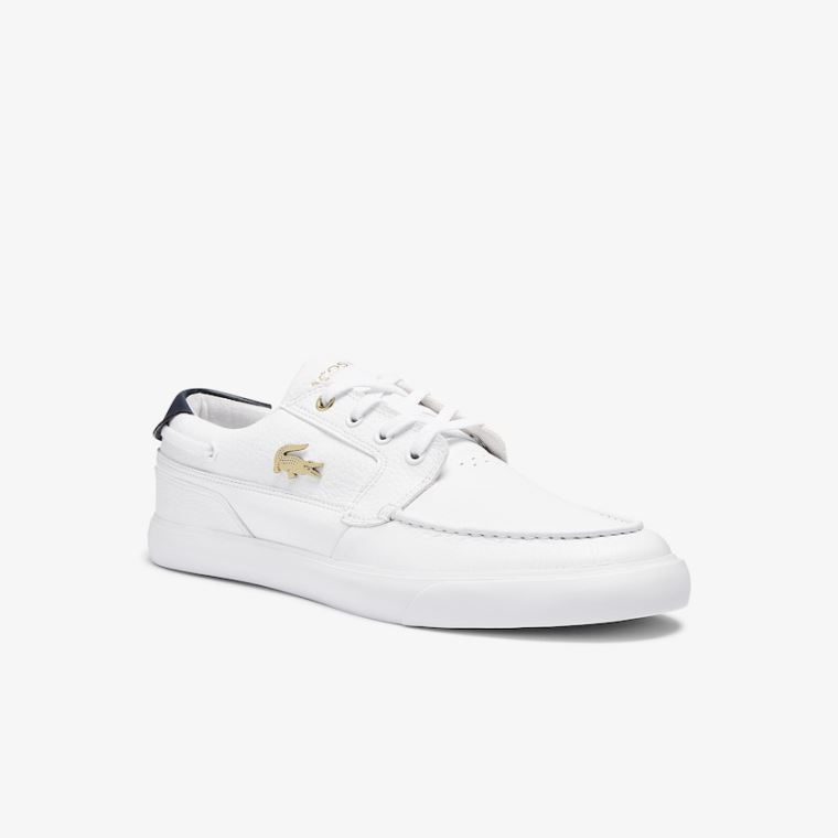 Lacoste Bayliss Deck Læder Sneakers Bílé | vLQWkiE2