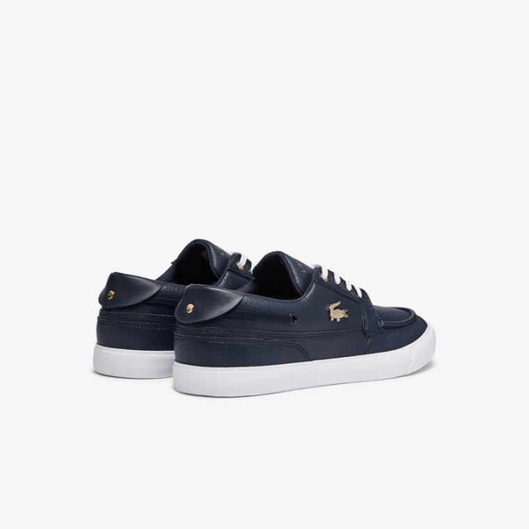 Lacoste Bayliss Deck Læder Sneakers Tmavě Blankyt Bílé | ej0EKyTD