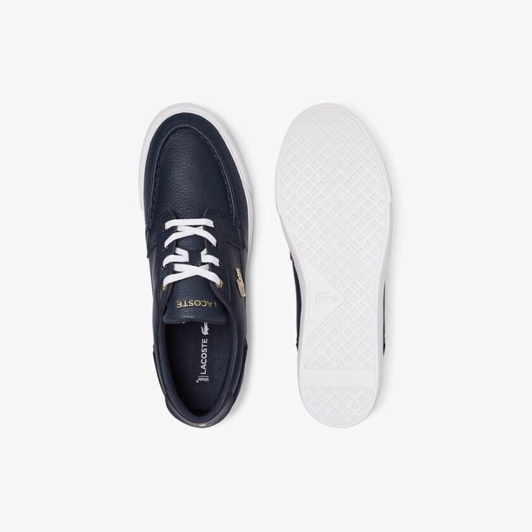 Lacoste Bayliss Deck Læder Sneakers Tmavě Blankyt Bílé | ej0EKyTD