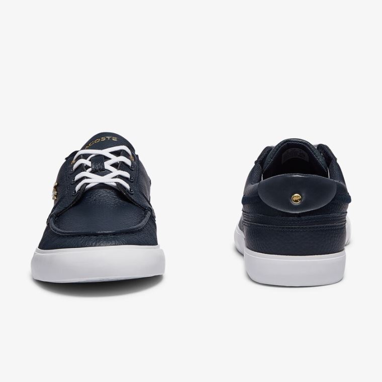 Lacoste Bayliss Deck Læder Sneakers Tmavě Blankyt Bílé | ej0EKyTD