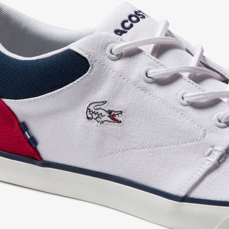 Lacoste Bayliss Platene Sneakers Bílé Tmavě Blankyt Červené | 7S0vBsga