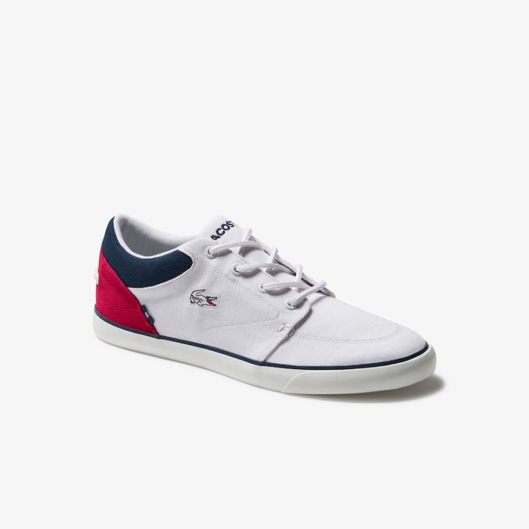 Lacoste Bayliss Platene Sneakers Bílé Tmavě Blankyt Červené | 7S0vBsga