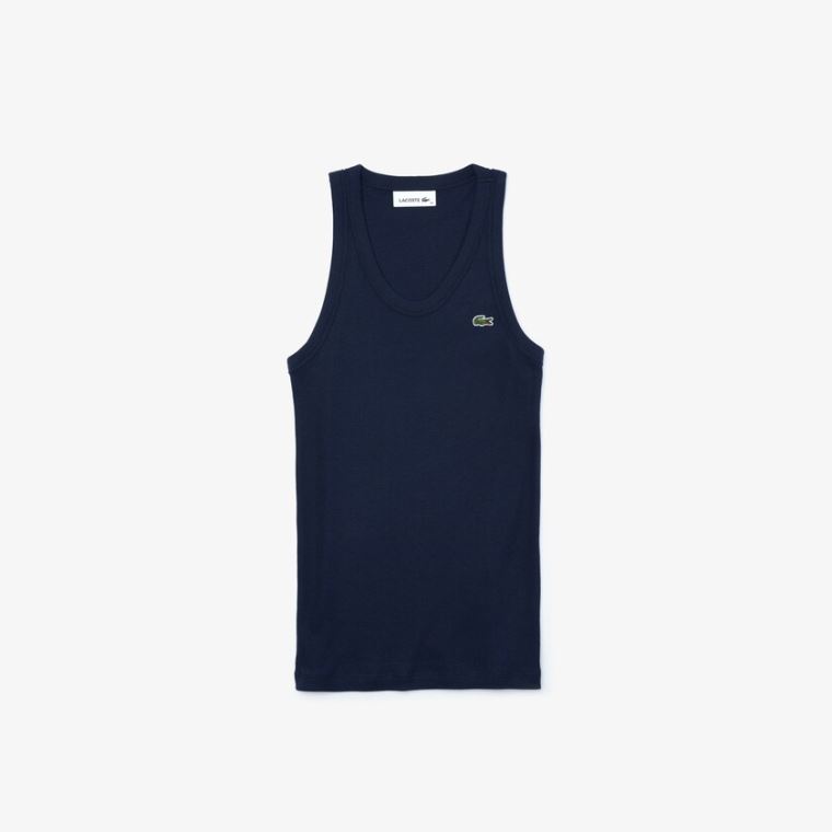 Lacoste Bez Rukávů Scoopneck Top Tmavě Blankyt Blankyt | LbACnwbT