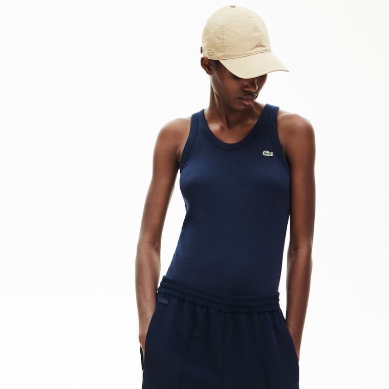 Lacoste Bez Rukávů Scoopneck Top Tmavě Blankyt Blankyt | LbACnwbT