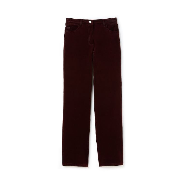 Lacoste Boxy Fit Striped Bavlněné Velour Pants Hnědé | Tatiju1w