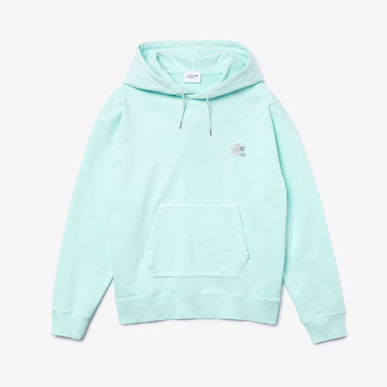 Lacoste CONCEPTS Collaboration S Kapucí Fleece Sweatshirt Tyrkysové | TD5bT79g