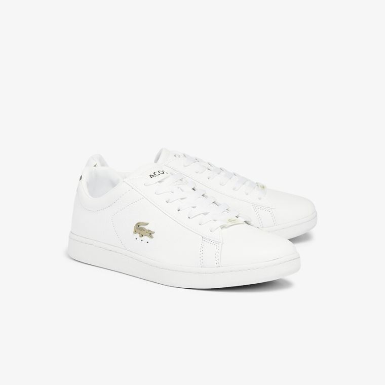 Lacoste Carnaby Evo Læder Platinum Sneakers Bílé Bílé | tPZgYjD9