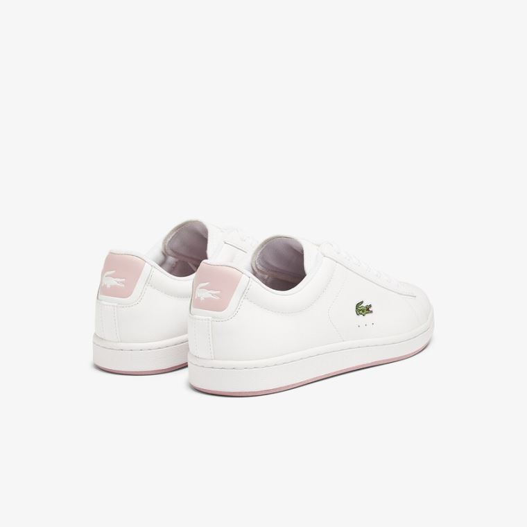 Lacoste Carnaby Evo Læder Sneakers Bílé Růžové | knLN3FPi