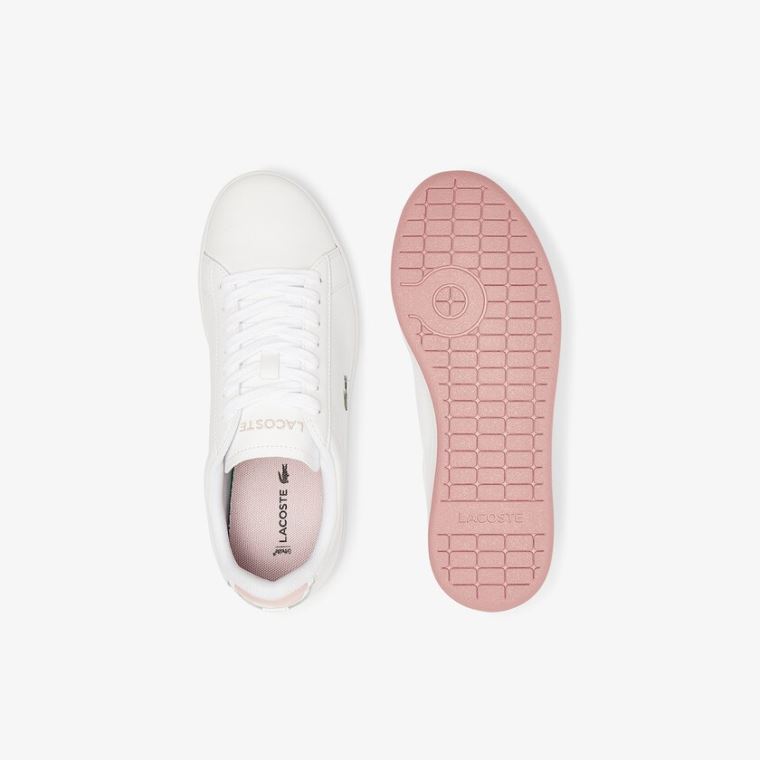 Lacoste Carnaby Evo Læder Sneakers Bílé Růžové | knLN3FPi