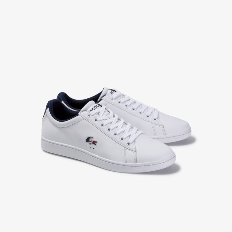 Lacoste Carnaby Evo Læder and Syntetická Sneakers Bílé Béžový | ohzACxVp