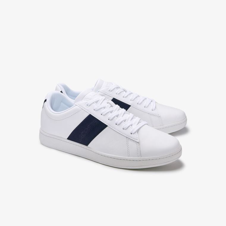 Lacoste Carnaby Evo Pigmented Læder Sneakers Bílé Tmavě Blankyt | jXnySwKJ