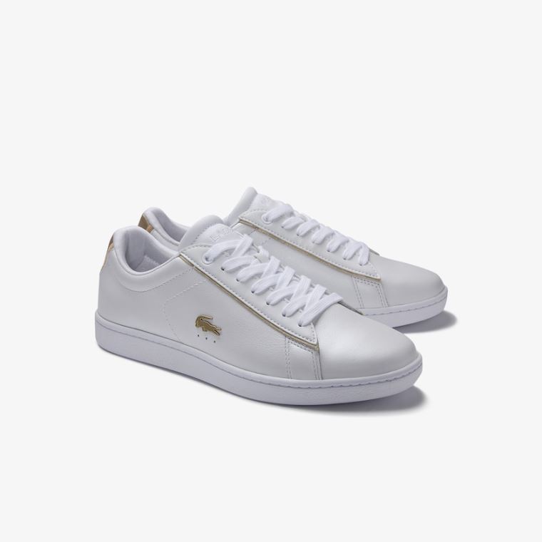 Lacoste Carnaby Evo Satin and Læder Sneakers Bílé | H4pUr2sw