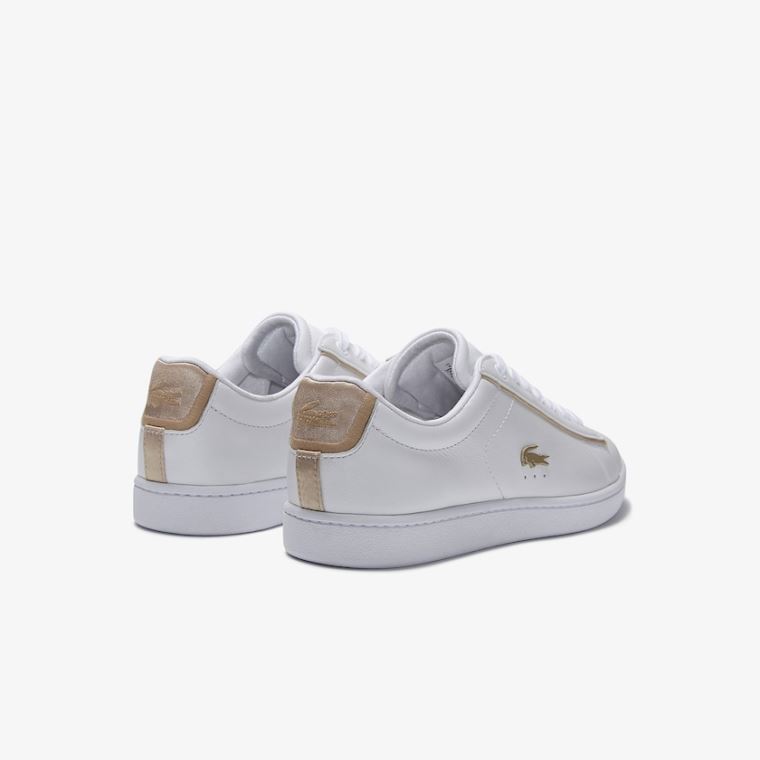 Lacoste Carnaby Evo Satin and Læder Sneakers Bílé | H4pUr2sw