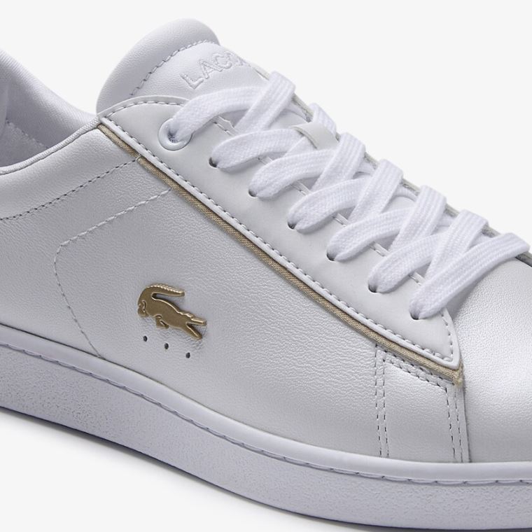 Lacoste Carnaby Evo Satin and Læder Sneakers Bílé | H4pUr2sw