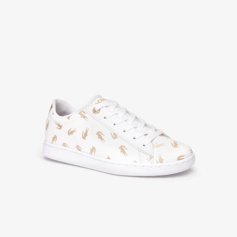 Lacoste Carnaby Metallic Crocodile Sneaker Bílé Zlaté | vvIZOtmK