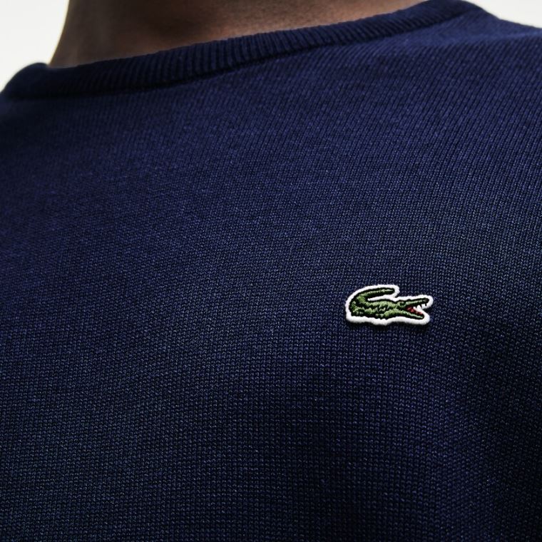 Lacoste Caviar Piqué Accent Svetrové Tmavě Blankyt Blankyt Bílé Tmavě Blankyt Blankyt | bxupa9B1