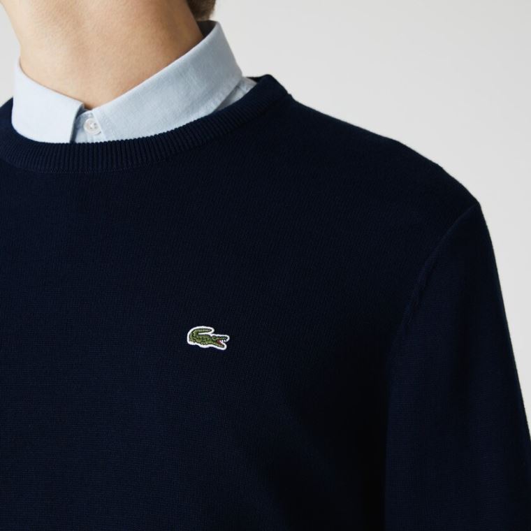 Lacoste Caviar Piqué Accent Svetrové Tmavě Blankyt Blankyt Bílé Tmavě Blankyt Blankyt | bxupa9B1