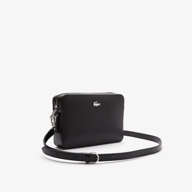 Lacoste Chantaco Detachable-Páskové Premium Piqué Læder Bag Černé | xXWthecI