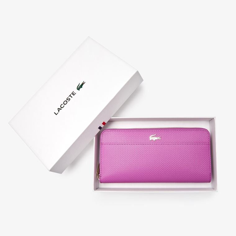 Lacoste Chantaco Læder 12 Card Wallet Růžové | 9Pj6abNN