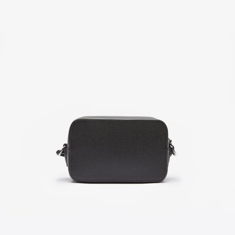 Lacoste Chantaco Matte Piqué Læder Shoulder Bag Černé | PoP5X6hu